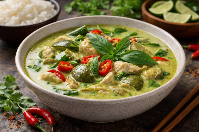 curry verde tailandés con leche de coco