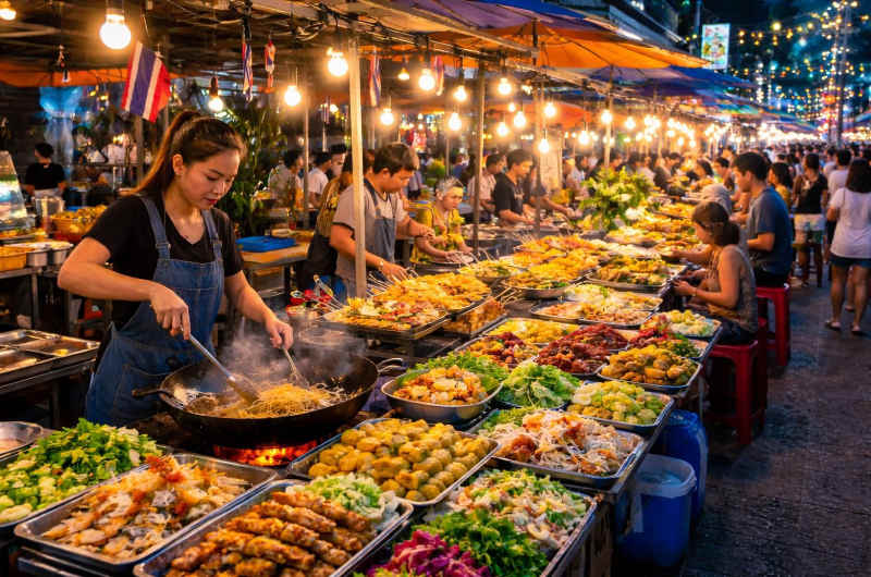 puesto de street food en Tailandia