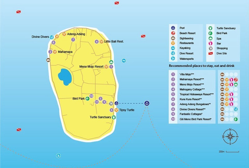 Mapa de Gili Meno