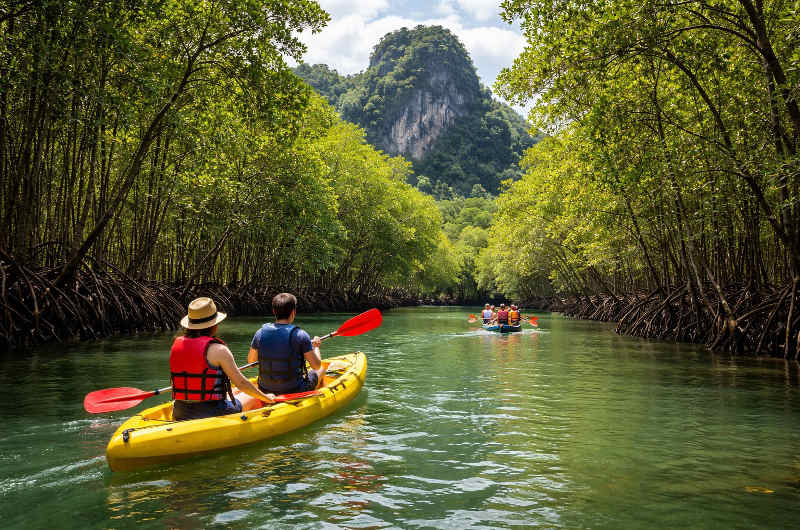 Kayak en Ao Thalane, una de las actividades que hacer en Krabi entre manglares