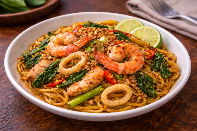 Noodles Mee Hokkien, plato típico de Phuket