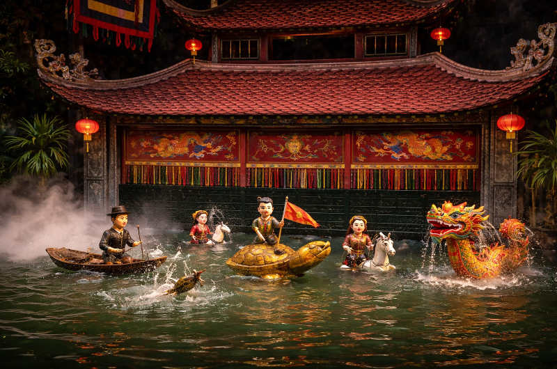 Espectáculo de marionetas de agua tradicional en Hanoi